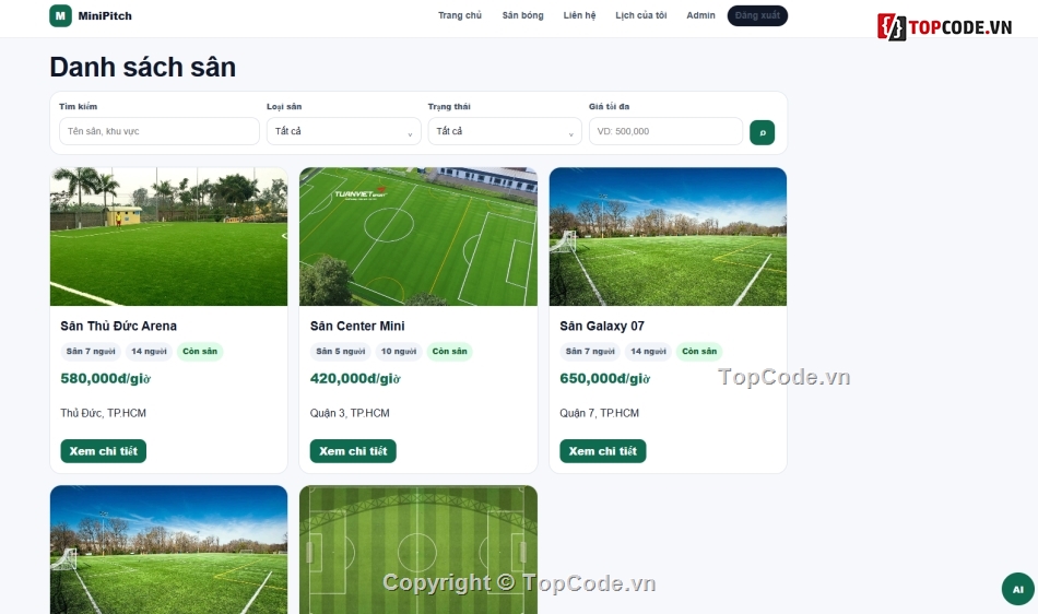 Website AI,đặt bóng,đặt lịch